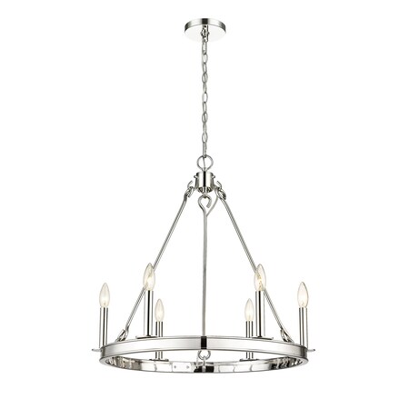 Z-Lite Barclay Chandelier, 6-Light, 25 In.W x 24 In.H, Polished Nickel/Polished Nickel 482R-6PN